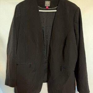 Vince Camuto Black Collarless Open Front Blazer Plus Size 16W‎